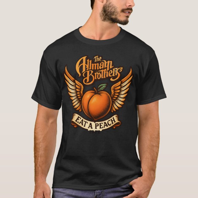 Winged Peach Rock Emblem retro retro T-Shirt (Front)