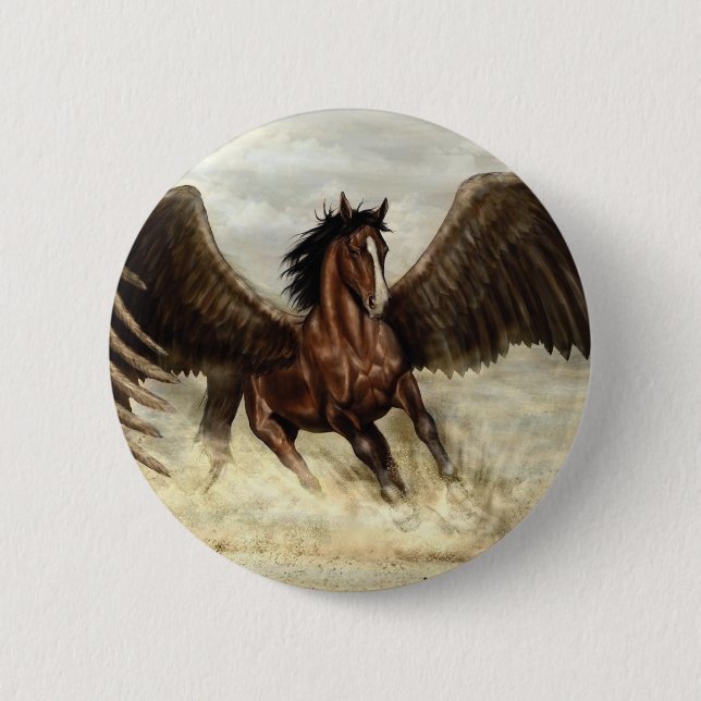Winged Pegasus  2 Inch Round Button (Front)