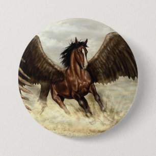 Winged Pegasus   3 Inch Round Button