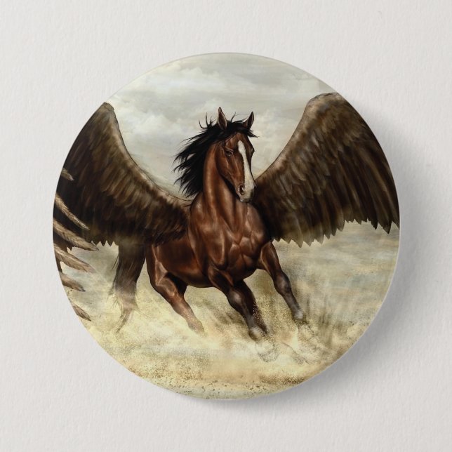 Winged Pegasus   3 Inch Round Button (Front)