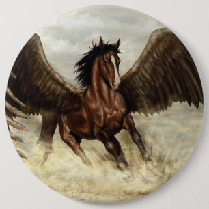 Winged Pegasus   6 Inch Round Button
