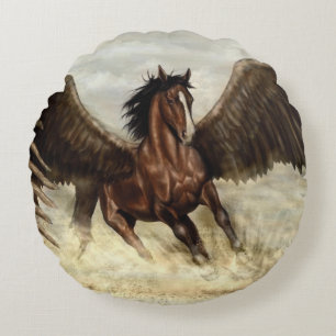 Winged Pegasus Round Pillow