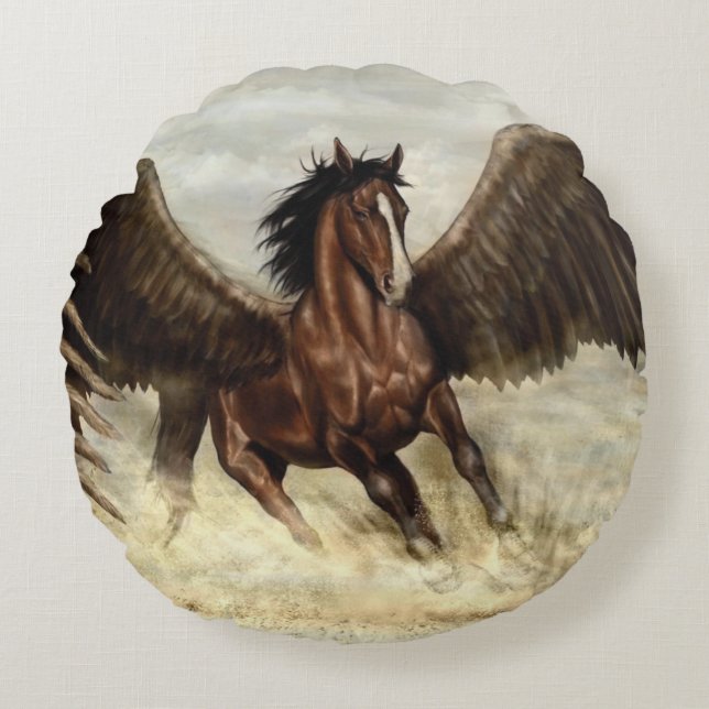 Winged Pegasus   Round Pillow (Front)