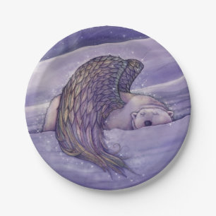 Winged Polar Bear Angel Fantasy Art Paper Plate