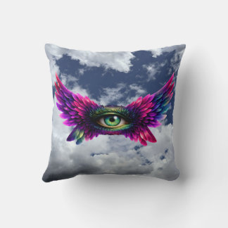 Winged Protection Eye – Round Intention Keychain Throw Pillow