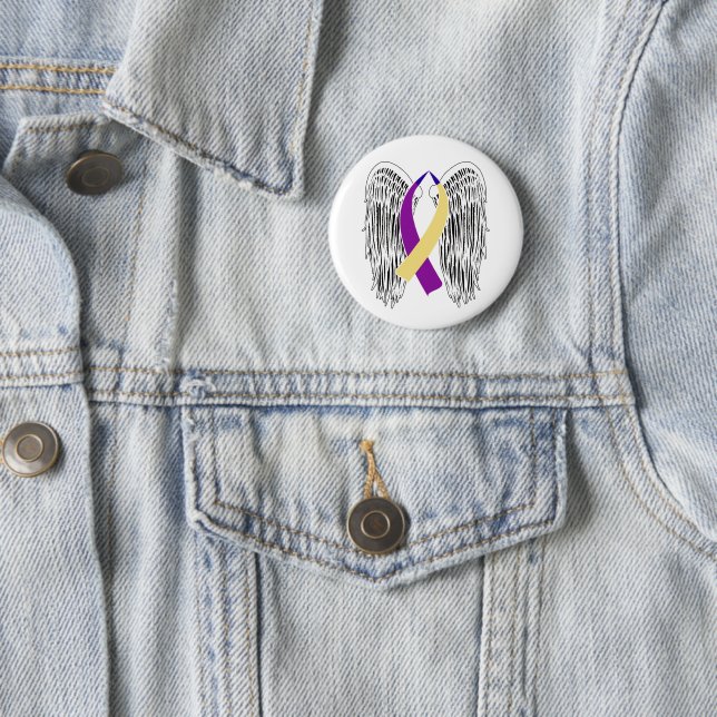 Winged Ribbon Bladder Cancer 2 Inch Round Button (In Situ)