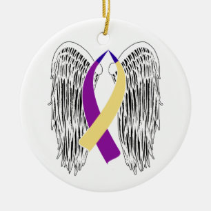 Winged Ribbon Bladder Cancer Ceramic Ornament