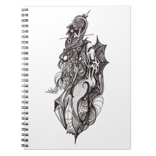 Winged Rider ink drawing Flat Card Notebook