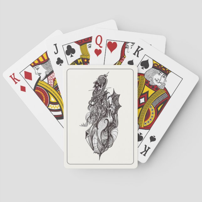 Winged Rider ink drawing Playing Cards (Back)