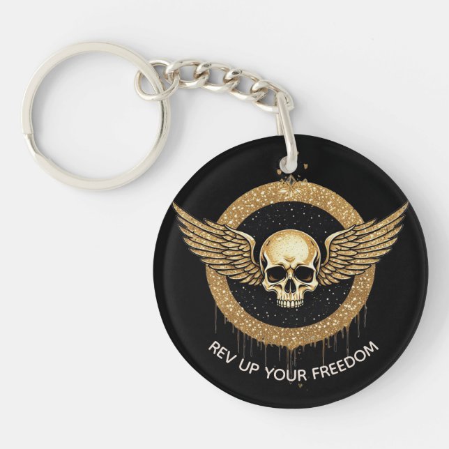 💎 Winged Skull Diamond Drip Gift For Gamers ☠️ Keychain (Front)