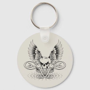 Winged Skull Keychain