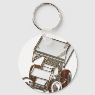 Winged Sprint Car White Coloured Keychain