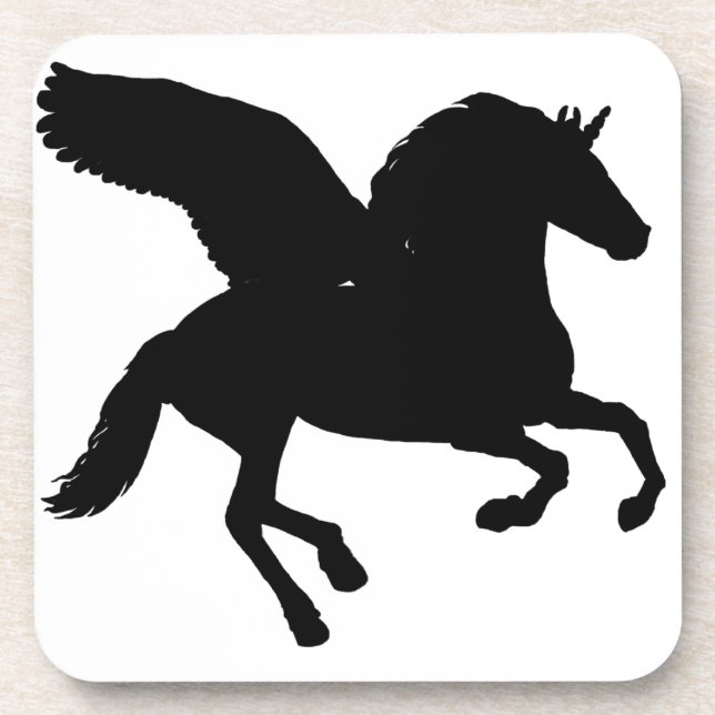 Winged Unicorn Silhouette Coaster (Front)