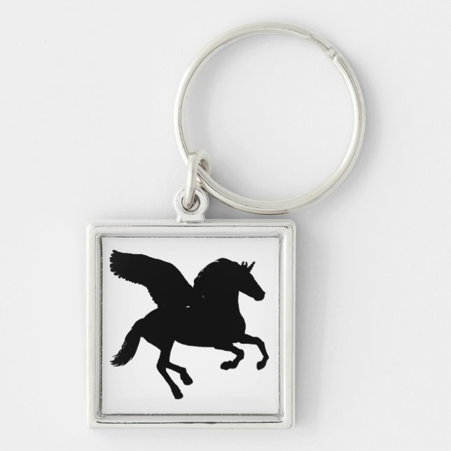Winged Unicorn Silhouette Keychain (Front)