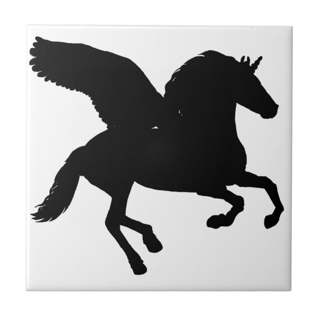 Winged Unicorn Silhouette Tile (Front)