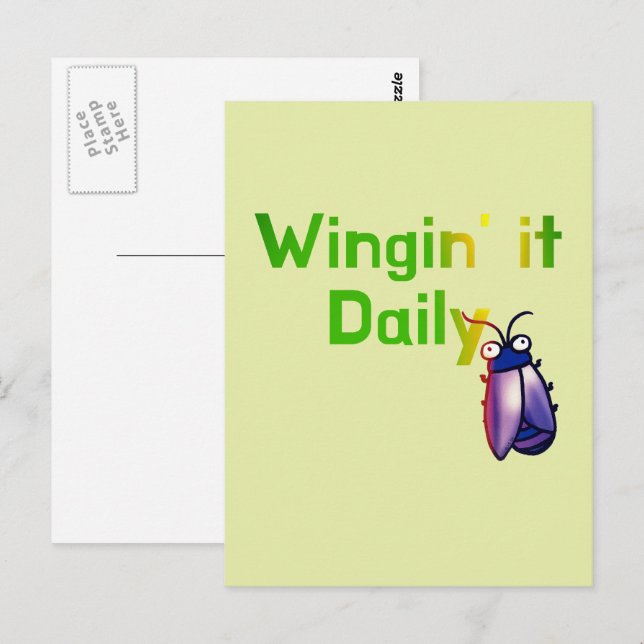 Wingin It Daily Funny Bug Humour Postcard (Front/Back)