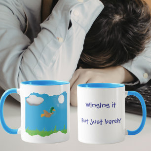Winging it But Just Barely- Duck Humour Mug