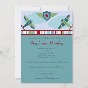 Wings 5x7 Airplane Aviation Invitation