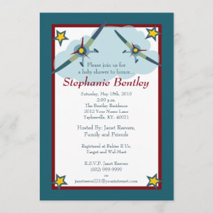 Wings 5x7 Airplane Aviation Invitation