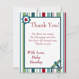 Wings Airplane 4x5 Flat Thank You Card