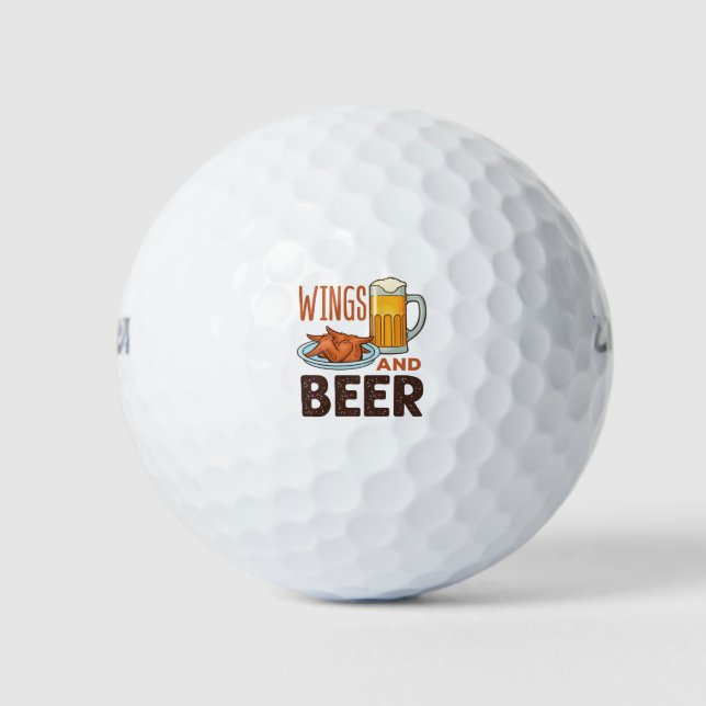 Wings and Beer Chicken Wings Drinking Golf Balls (Front)