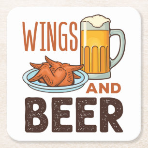 Wings and Beer Chicken Wings Drinking Square Paper Coaster