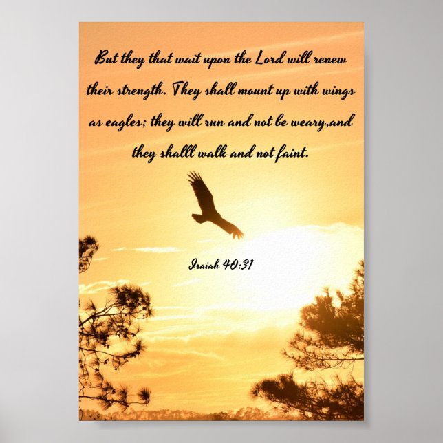 Wings As Eagles - Isaiah Poster -  Bible Verses (Front)