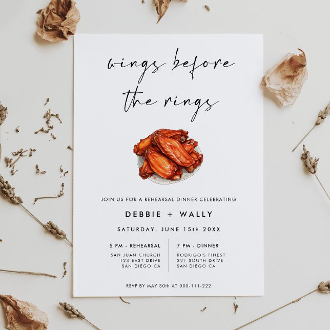 Wings Before the Rings Rehearsal Dinner Invitation (Creator Uploaded)