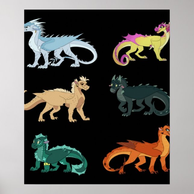 Wings fire set sticker dragon classic poster (Front)