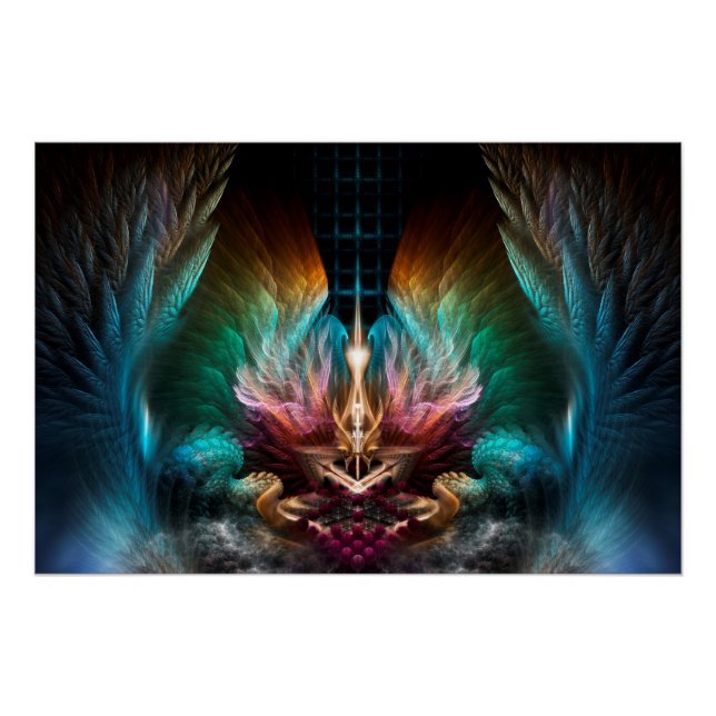 Wings Of Artillian Abstract Fractal Wing Art Poster (Front)