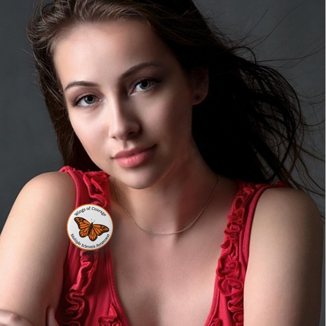 Wings of Courage Multiple Sclerosis Awareness 2 Inch Round Button (Creator Uploaded)