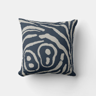 Wings of Echo Ink Blue Driftwood Grey Throw Pillow