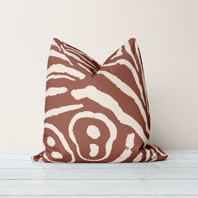Wings of Echo Rust Clay Pale Sand Throw Pillow (Creator Uploaded)