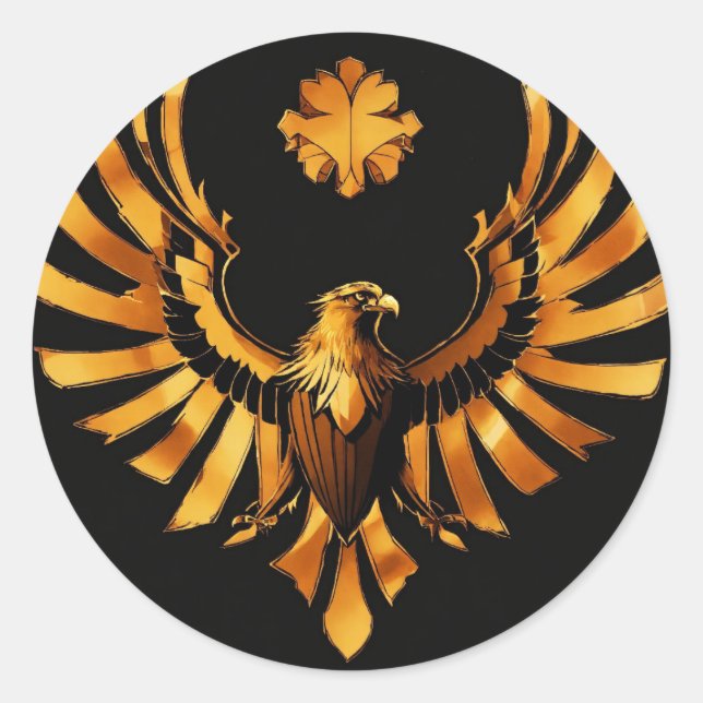 "Wings of Elegance: Golden Eagle Classic Ro Round Sticker (Front)