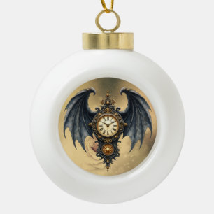 Wings of Eternity – The Timeless Guardian. Ceramic Ball Christmas Ornament