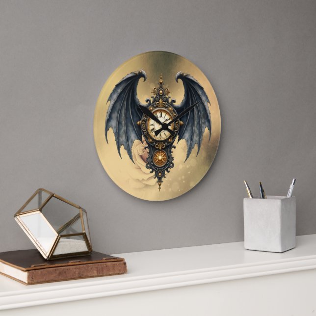 Wings of Eternity – The Timeless Guardian.  Large Clock (Office)
