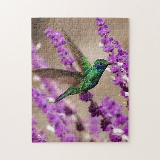Wings of Faith Sparkling Violet-ears Hummingbird Jigsaw Puzzle (Vertical)