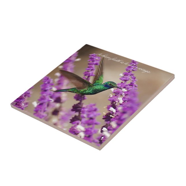 Wings of Faith Sparkling Violet-ears Hummingbird Tile (Side)