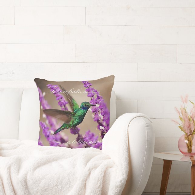 Wings of Faith Sparkling Violet-ears Throw Pillow (Couch)
