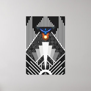 Wings Of Lightning Deco Mech Flare Canvas Print