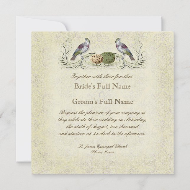 Wings of Love Invitation - Cream Tan (Front)