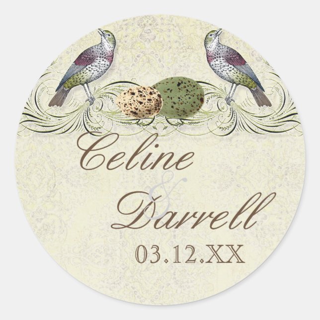 Wings of Love Invitation -Wedding Sticker or Seal (Front)