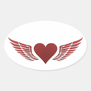 Wings of Love stickers, customize Oval Sticker