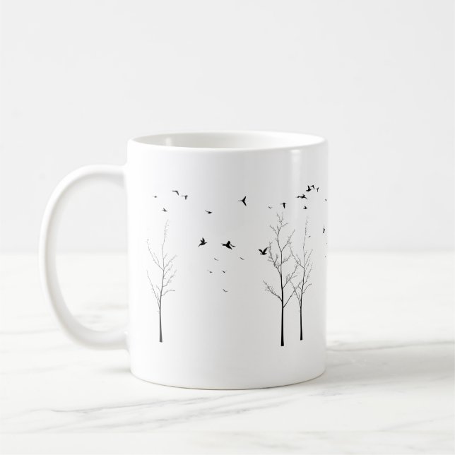 Wings of Tranquillity – A Minimalist Nature Escape Coffee Mug (Left)