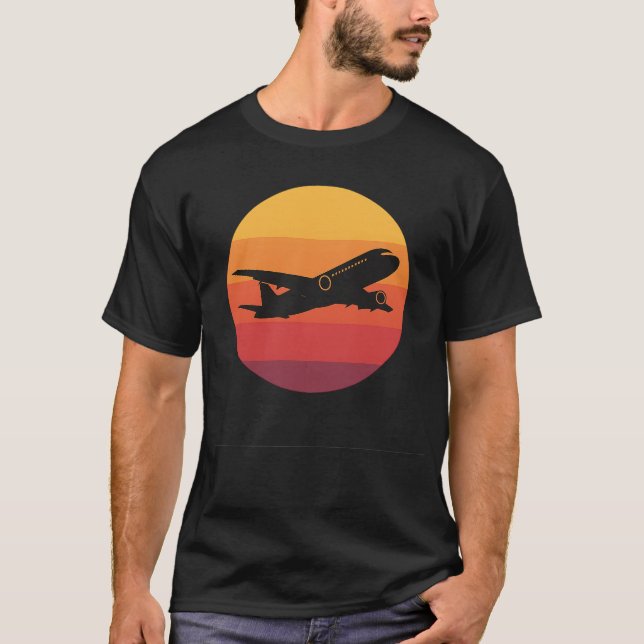 Wings Over Sunset – Airplane Art T-Shirt (Front)