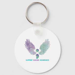 Wings Semicolon Support Suicide Awareness Teal &am Keychain