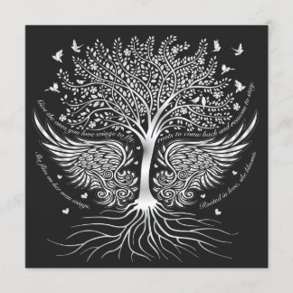 Wings To Fly and Tree with Roots Blank Invitation