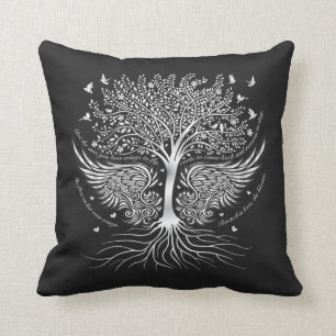 Wings To Fly and Tree with Roots Throw Pillow