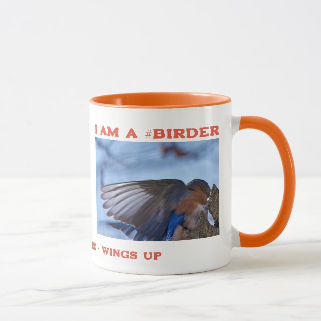 Wings Up Eastern Bluebird Birder Mug (Right)