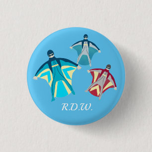 Wingsuit Skydiving 1 Inch Round Button